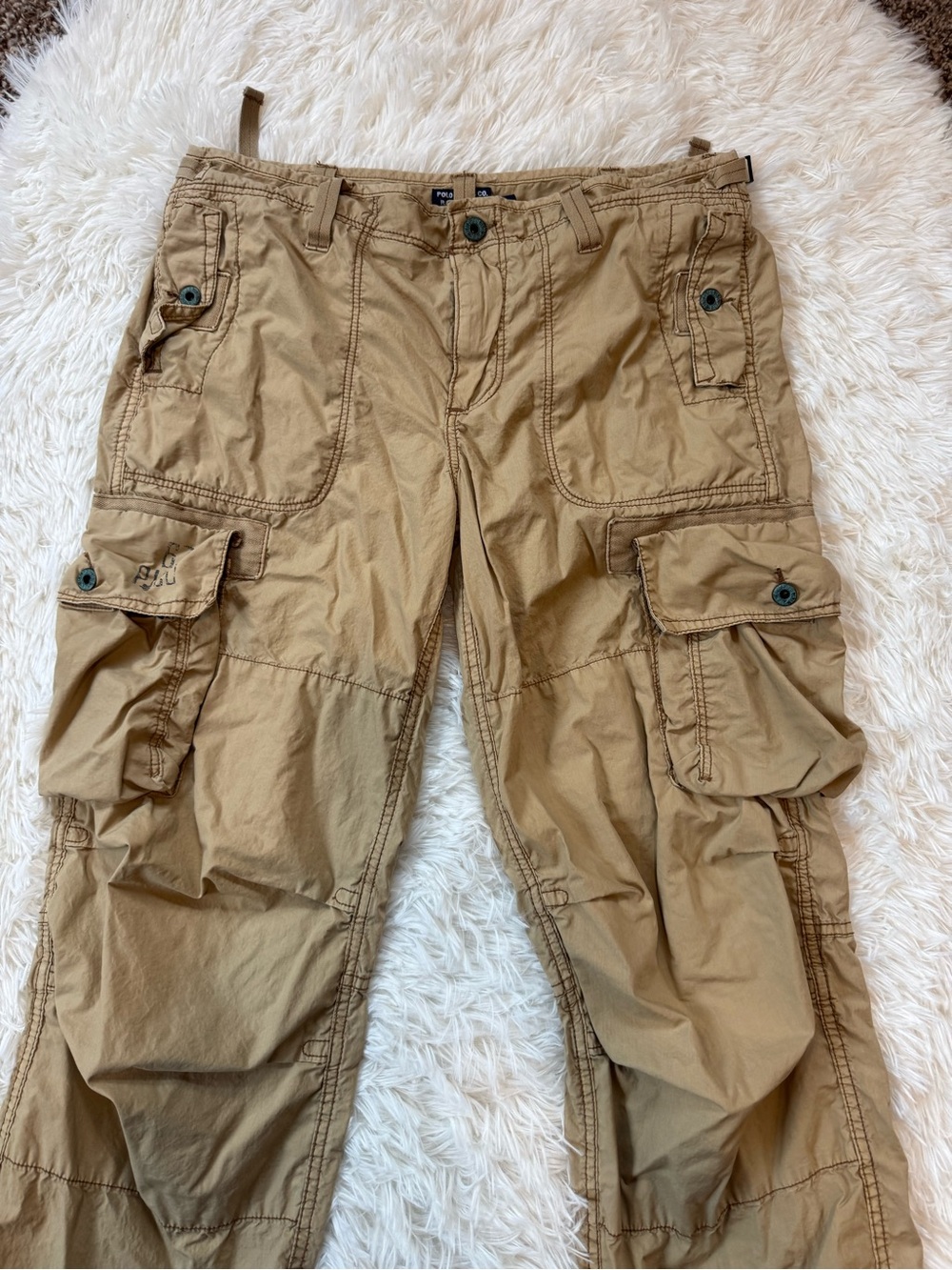 Y2K Ralph Lauren polo jeans co khaki 100% cotton lightweight cargo pants size 12 - Picture 3 of 12